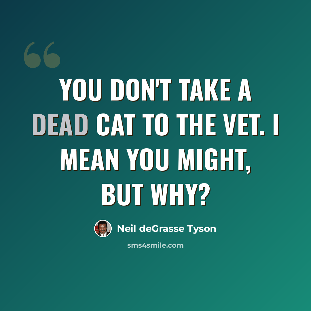 “You don't take a dead cat to the vet. I mean you might, but why?” quote by Neil deGrasse Tyson
