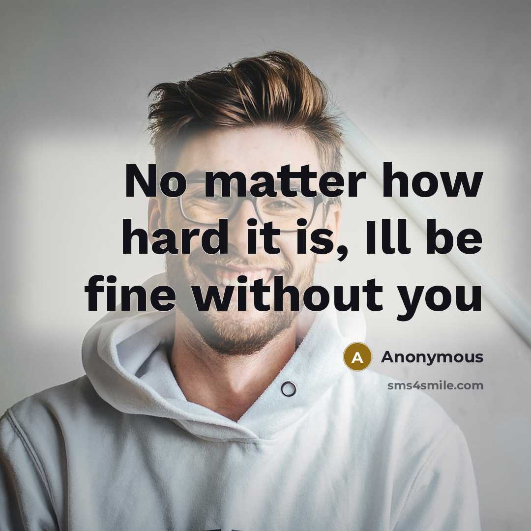 “No matter how hard it is, Ill be fine without you” quote by Anonymous