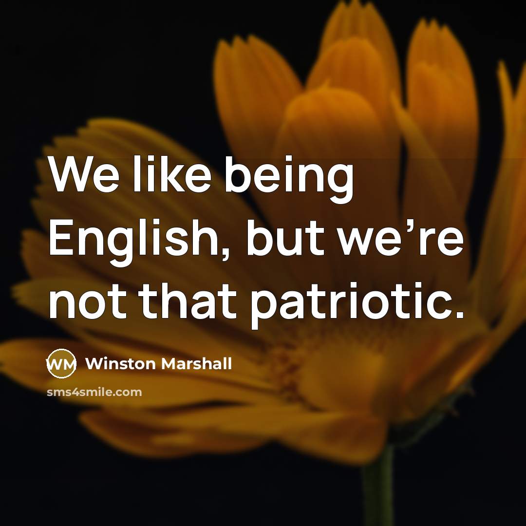 “We like being English, but we're not that patriotic.” quote by Winston Marshall