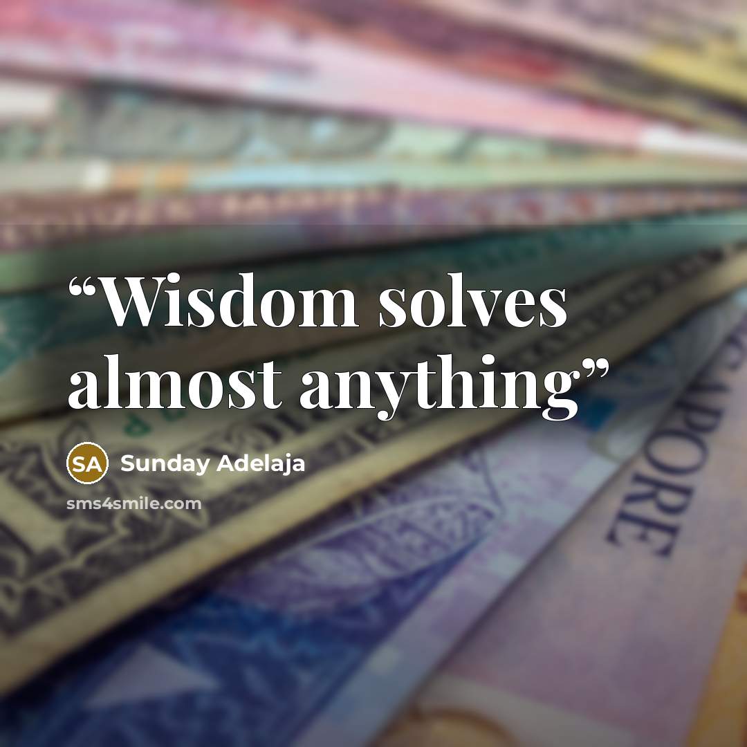 “Wisdom solves almost anything” quote by Sunday Adelaja