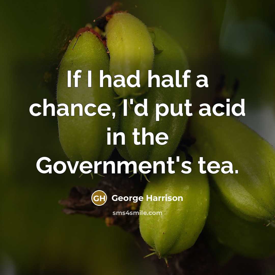 “If I had half a chance, I'd put acid in the Government's tea.” quote by George Harrison