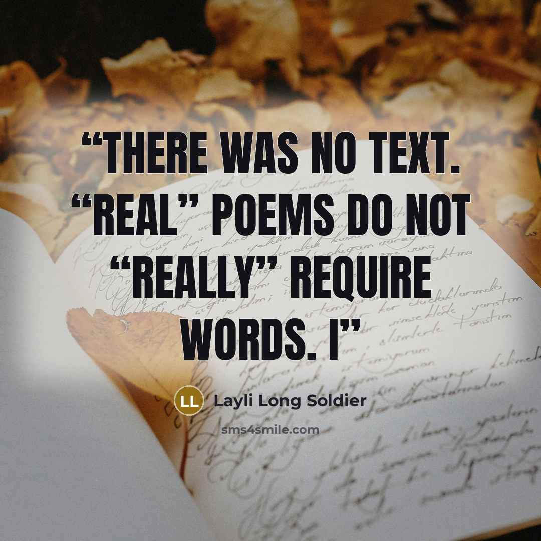“There was no text. “Real” poems do not “really” require words. I” quote by Layli Long Soldier