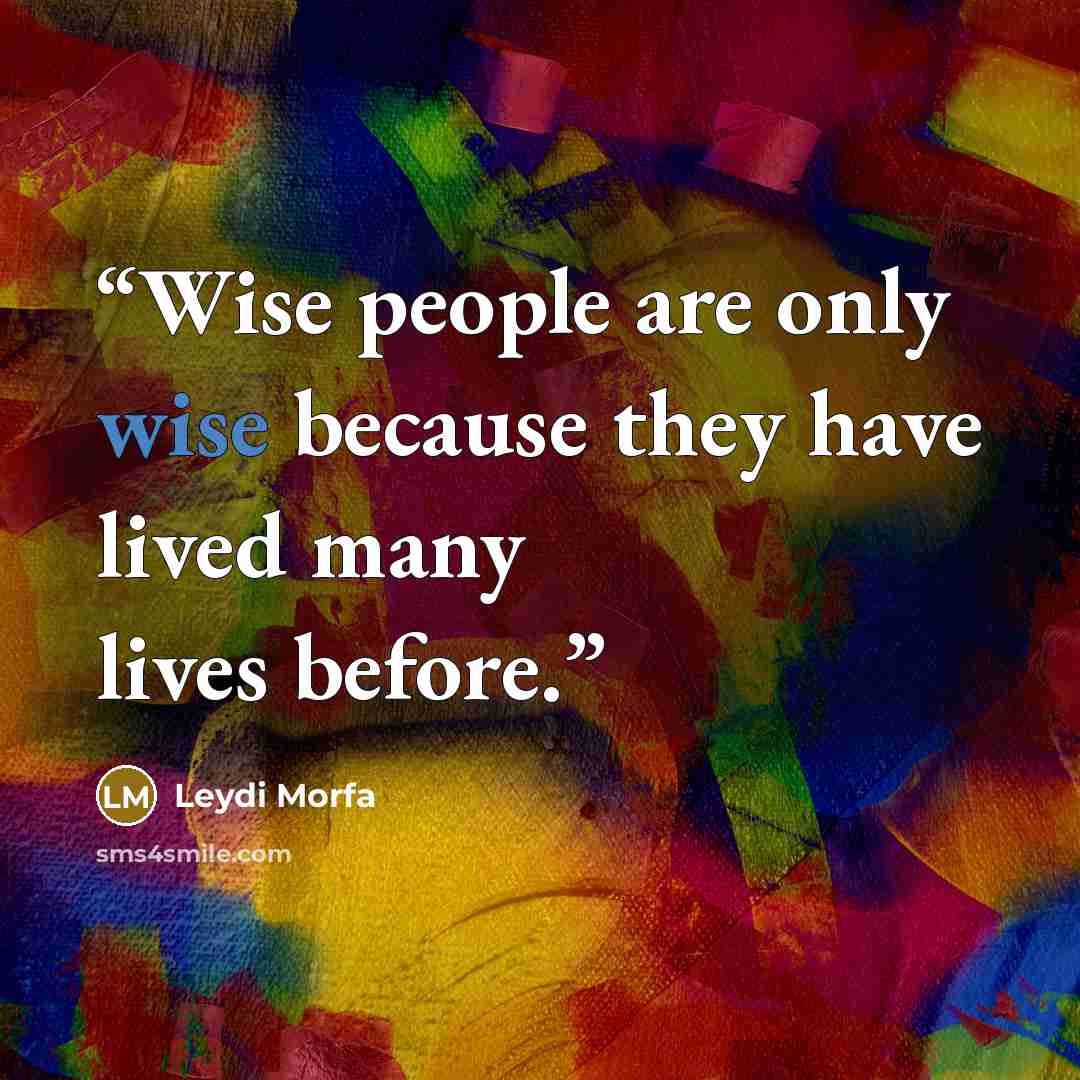 “Wise people are only wise because they have lived many lives before.” quote by Leydi Morfa