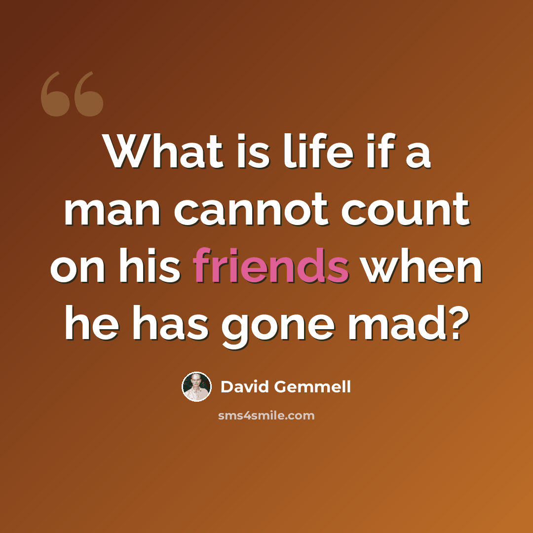 “What is life if a man cannot count on his friends when he has gone mad?” quote by David Gemmell