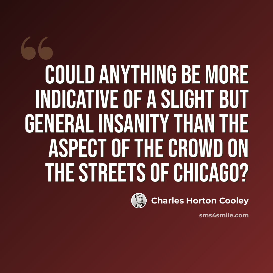 “Could anything be more indicative of a slight but general insanity than the aspect of the crowd on the streets of Chicago?” quote by Charles Horton Cooley
