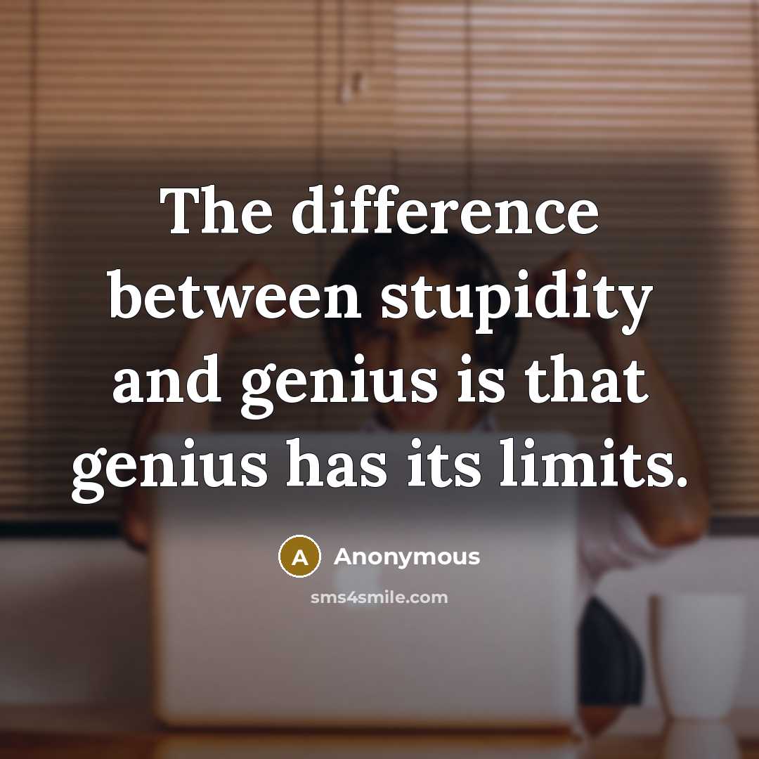 “The difference between stupidity and genius is that genius has its limits.” quote by Anonymous