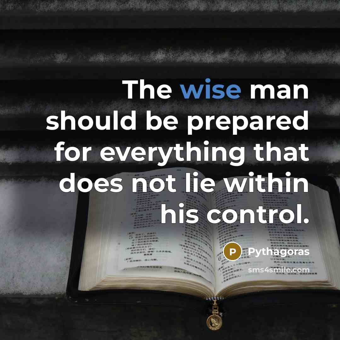 “The wise man should be prepared for everything that does not lie within his control.” quote by Pythagoras