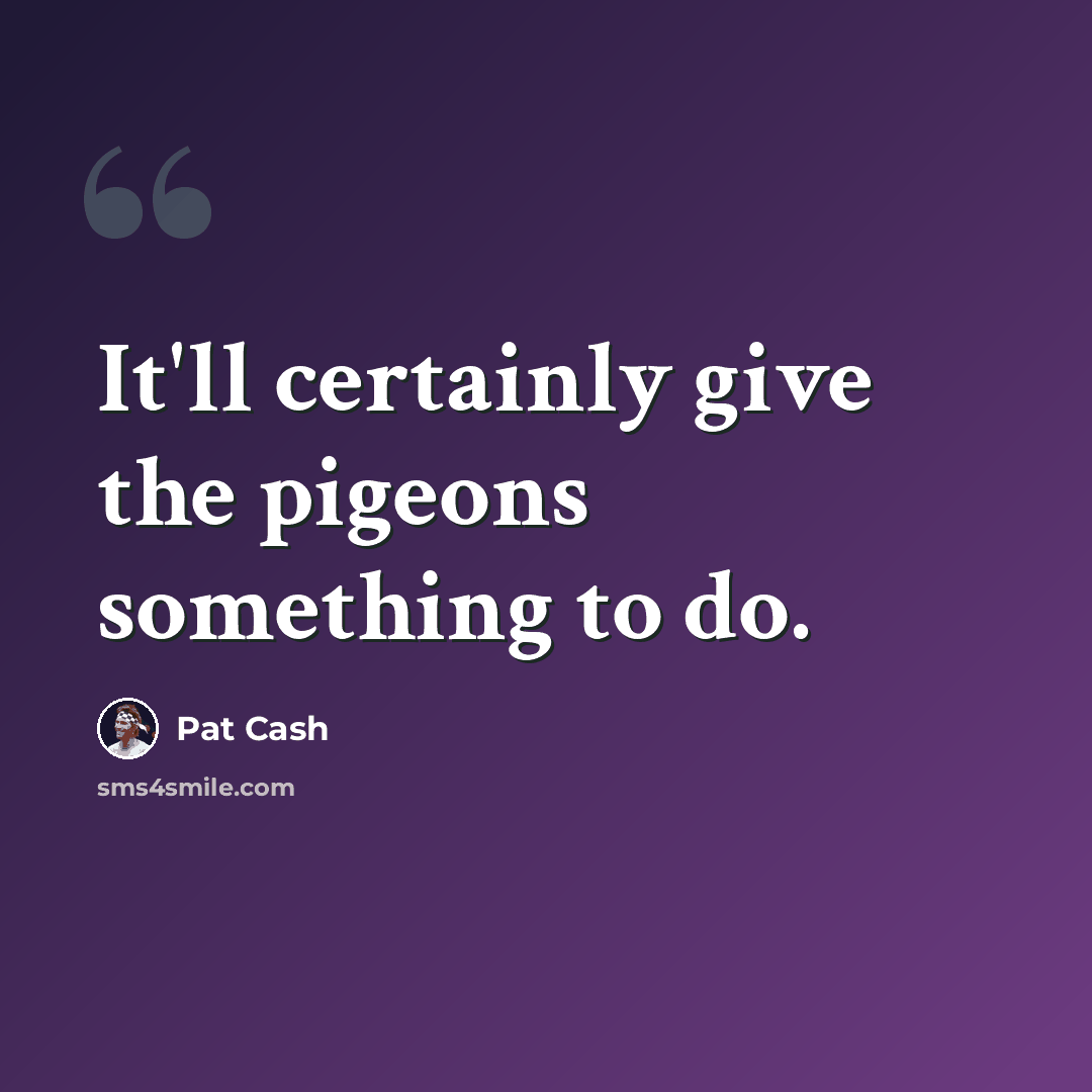 “It'll certainly give the pigeons something to do.” quote by Pat Cash