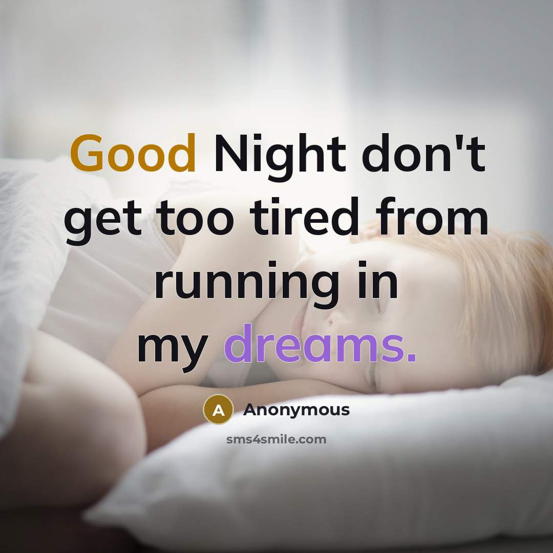 “Good Night don't get too tired from running in my dreams.” quote by Anonymous