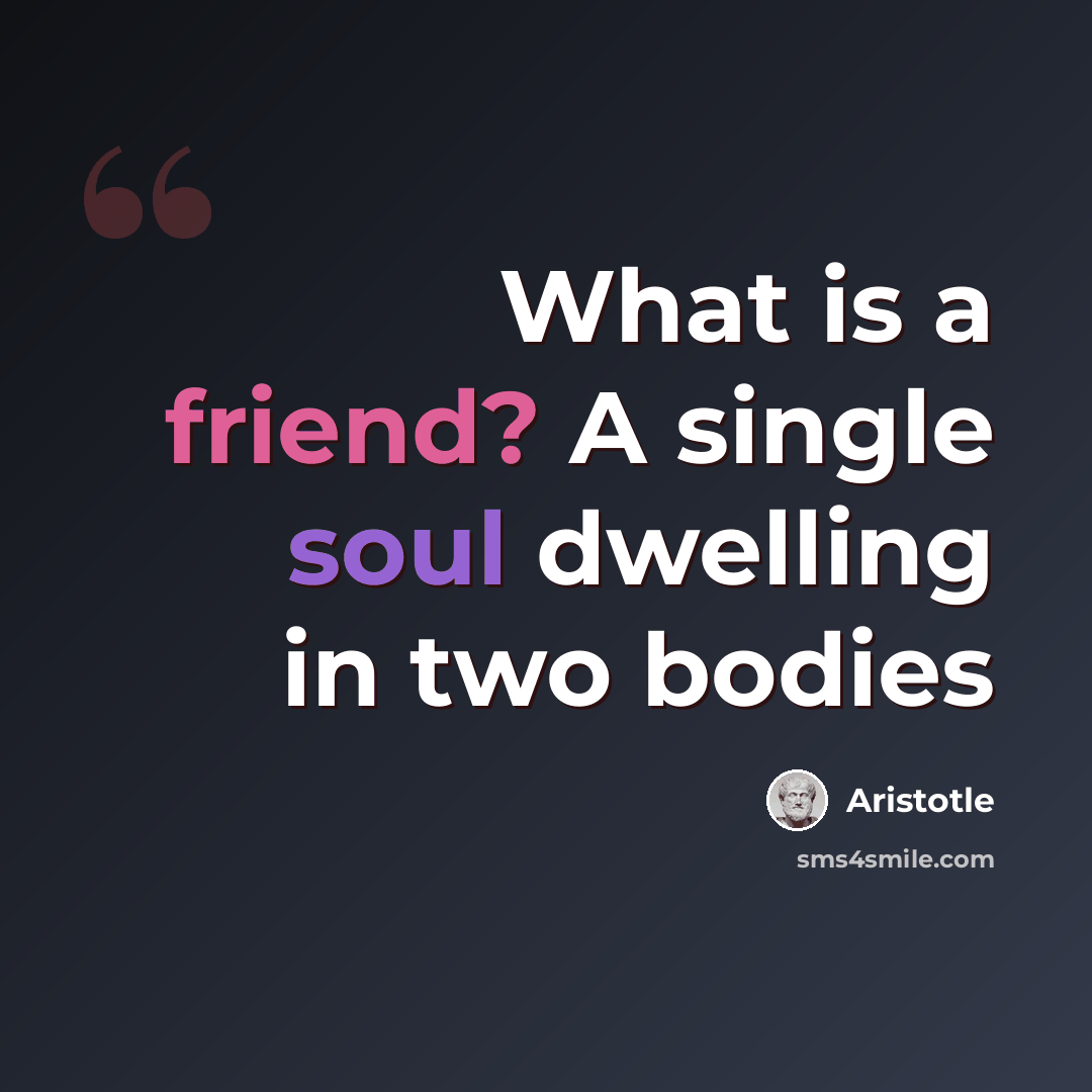 “What is a friend? A single soul dwelling in two bodies” quote by Aristotle