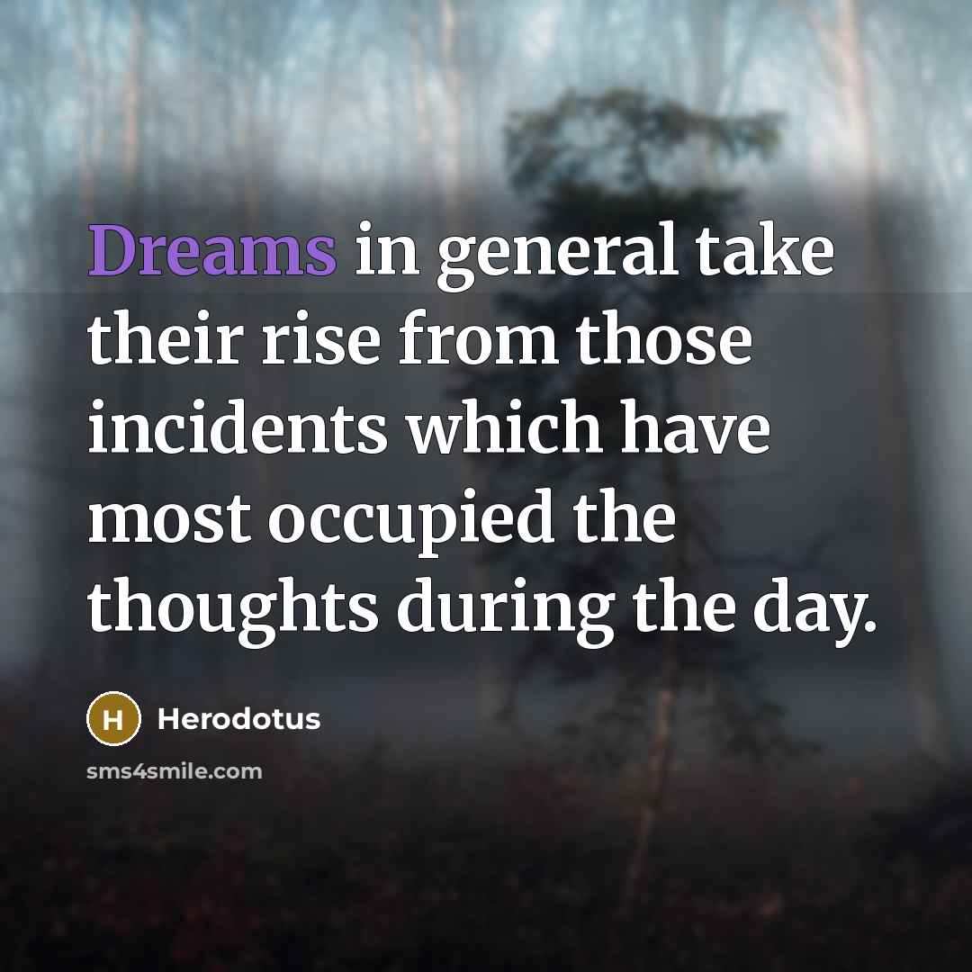 “Dreams in general take their rise from those incidents which have most occupied the thoughts during the day.” quote by Herodotus
