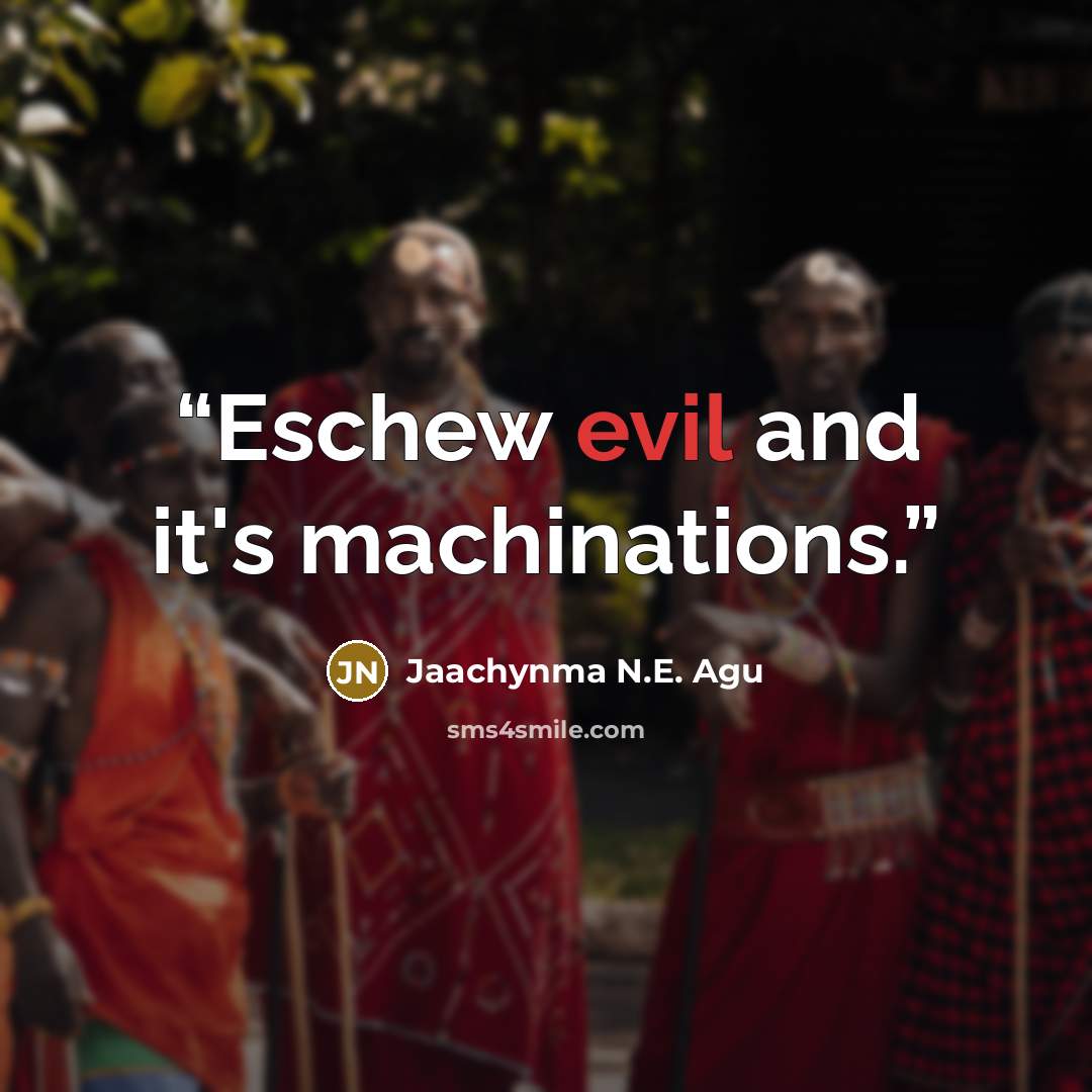 “Eschew evil and it's machinations.” quote by Jaachynma N.E. Agu
