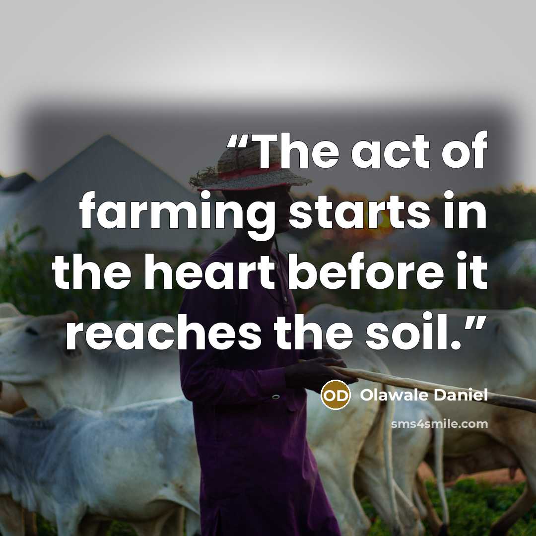 “The act of farming starts in the heart before it reaches the soil.” quote by Olawale Daniel
