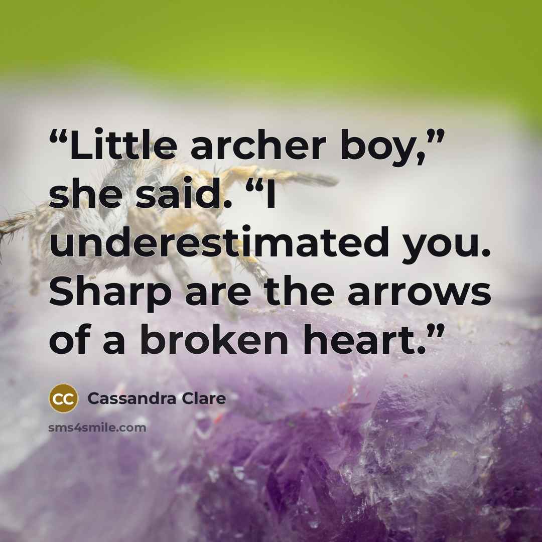 “Little archer boy,” she said. “I underestimated you. Sharp are the arrows of a broken heart.” quote by Cassandra Clare