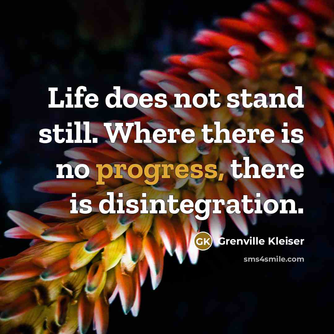 “Life does not stand still. Where there is no progress, there is disintegration.” quote by Grenville Kleiser