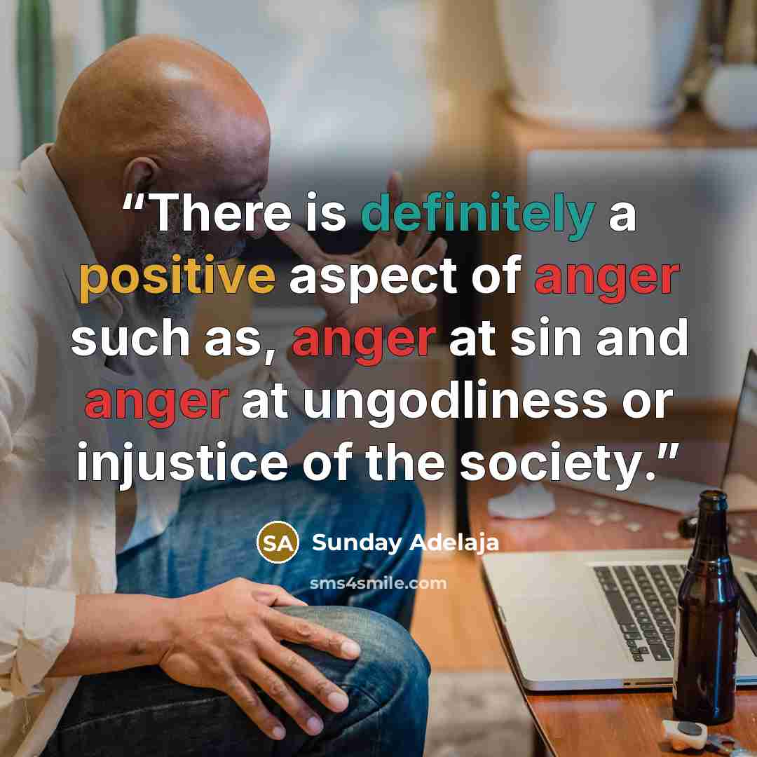“There is definitely a positive aspect of anger such as, anger at sin and anger at ungodliness or injustice of the society.” quote by Sunday Adelaja