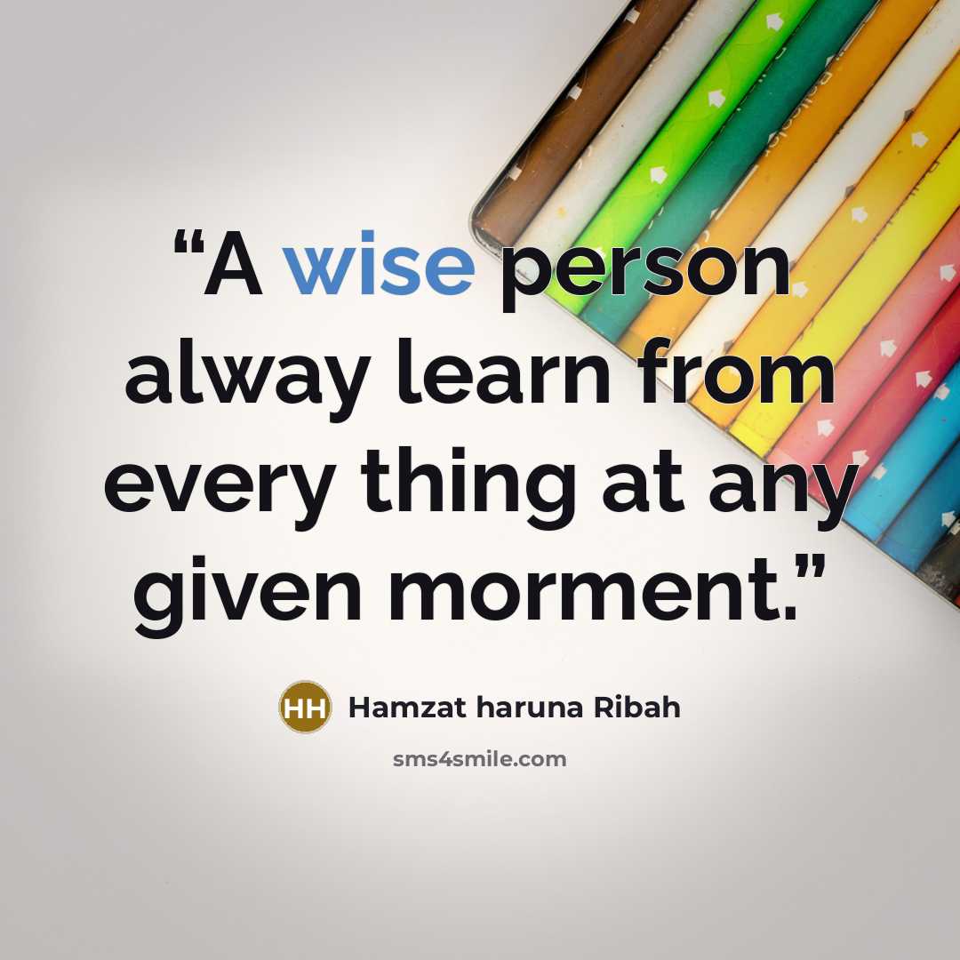 “A wise person alway learn from every thing at any given morment.” quote by Hamzat Haruna Ribah