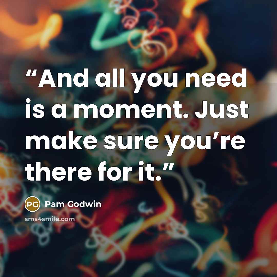 “And all you need is a moment. Just make sure you’re there for it.” quote by Pam Godwin