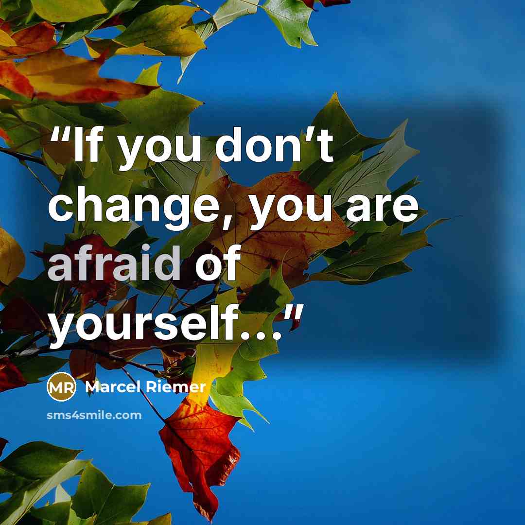 “If you don’t change, you are afraid of yourself...” quote by Marcel Riemer