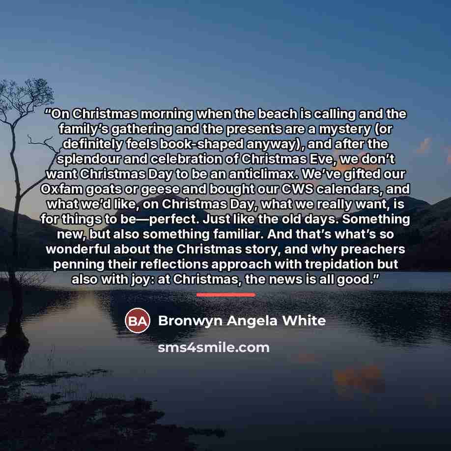 “On Christmas morning when the beach is calling and the family’s gathering and the presents are a mystery (or definitely feels book-shaped anyway), and after the splendour and celebration of Christmas Eve, we don’t want Christmas Day to be an anticlimax. We’ve gifted our Oxfam goats or geese and…” quote by Bronwyn Angela White