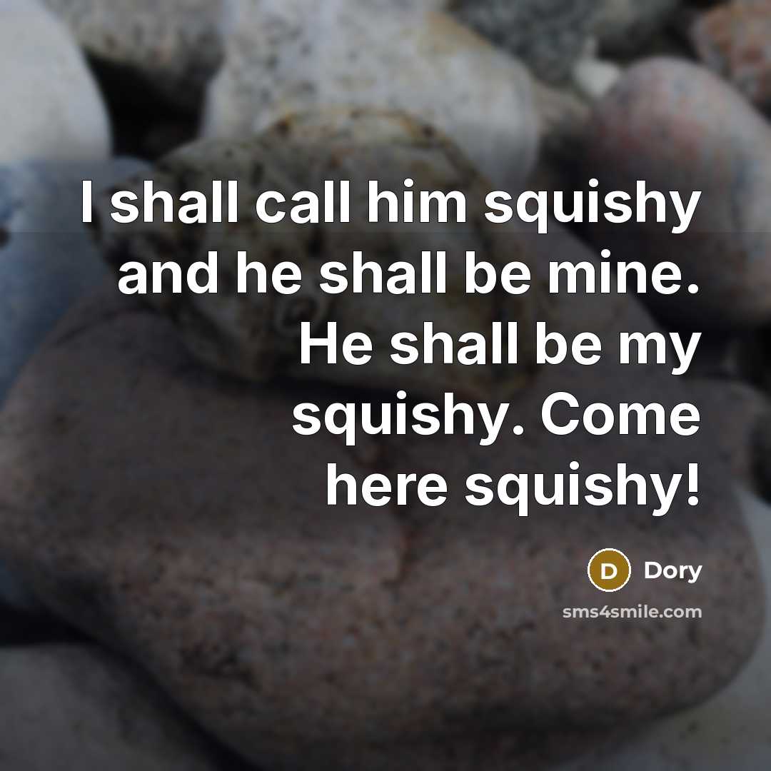“I shall call him squishy and he shall be mine. He shall be my squishy. Come here squishy!” quote by Dory