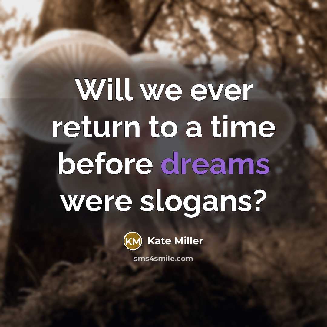 “Will we ever return to a time before dreams were slogans?” quote by Kate Miller