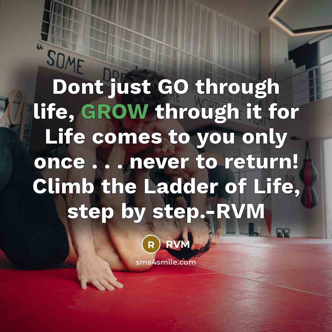 “Dont just GO through life, GROW through it for Life comes to you only once . . . never to return! Climb the Ladder of Life, step by step.-RVM” quote by RVM