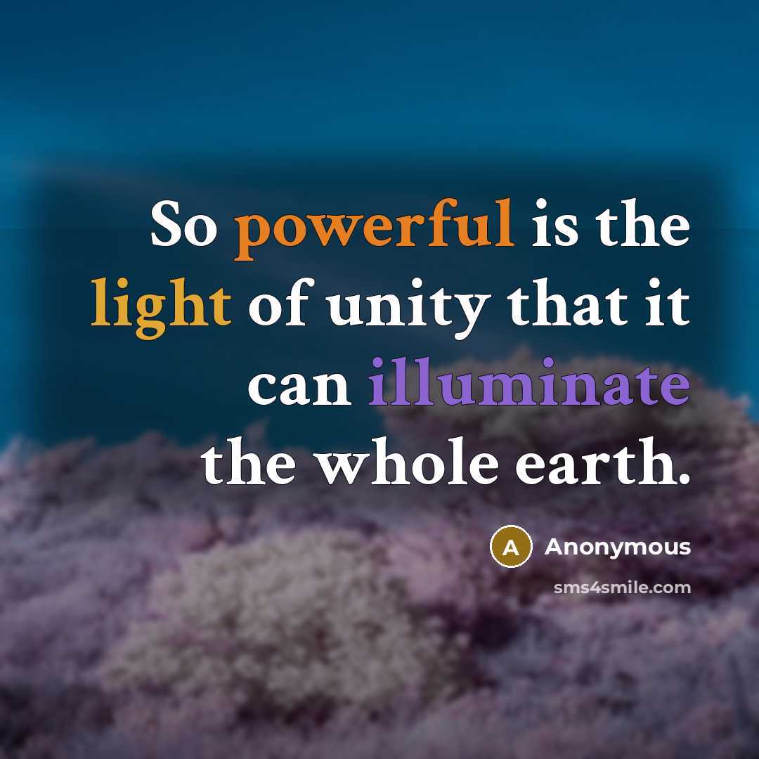 “So powerful is the light of unity that it can illuminate the whole earth.” quote by Anonymous