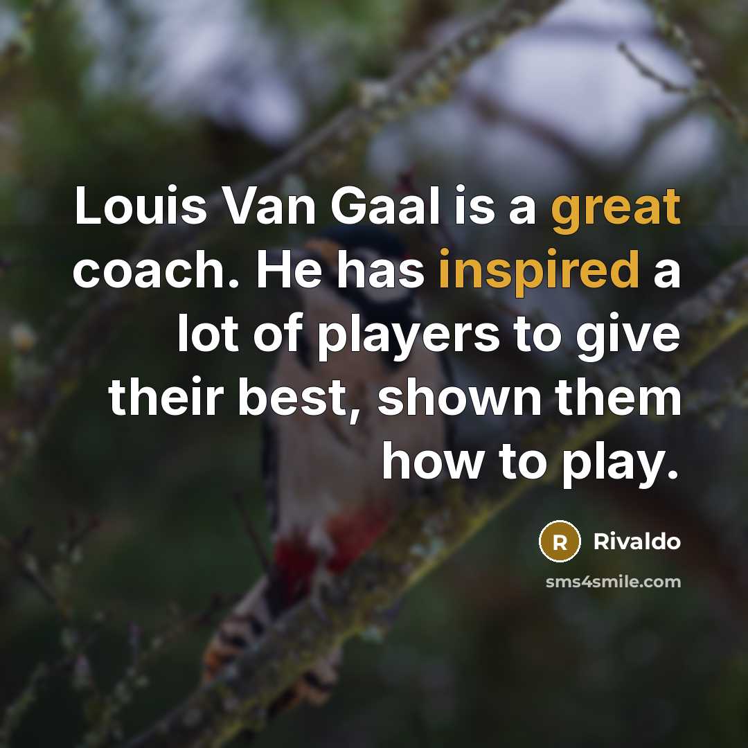 “Louis Van Gaal is a great coach. He has inspired a lot of players to give their best, shown them how to play.” quote by Rivaldo