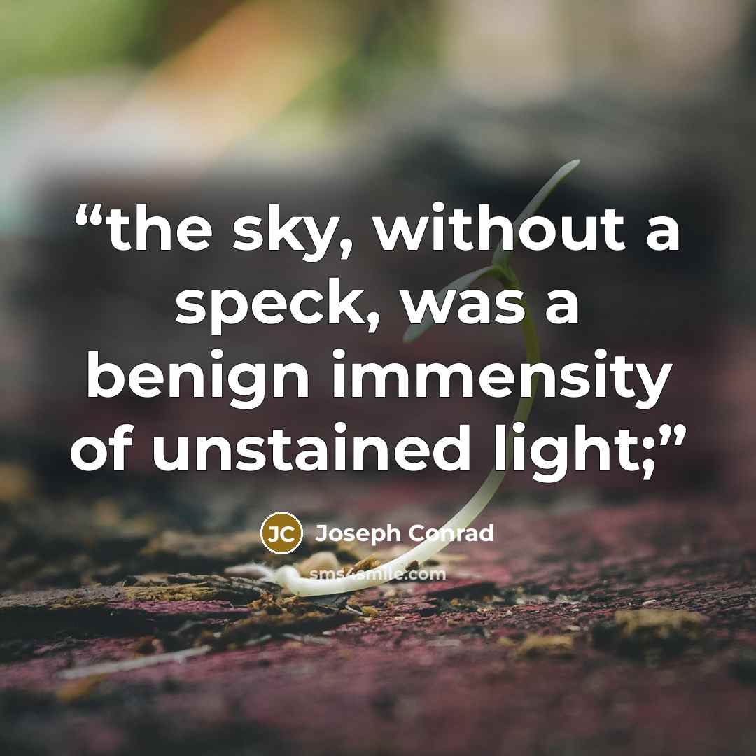 “the sky, without a speck, was a benign immensity of unstained light;” quote by Joseph Conrad