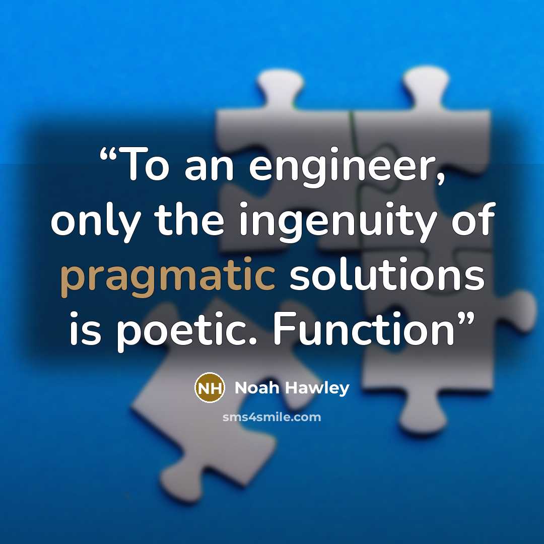 “To an engineer, only the ingenuity of pragmatic solutions is poetic. Function” quote by Noah Hawley