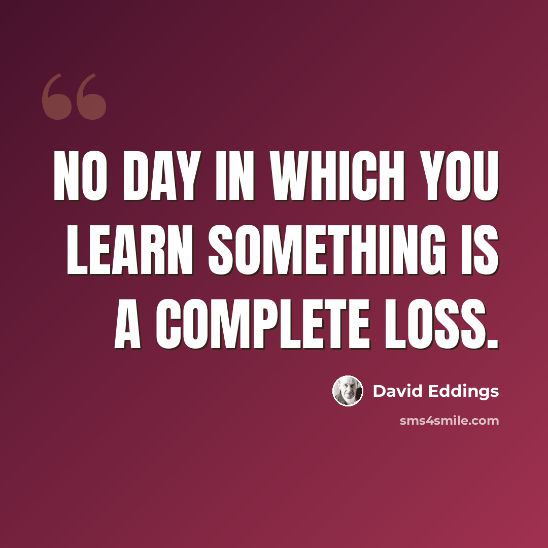 “No day in which you learn something is a complete loss.” quote by David Eddings