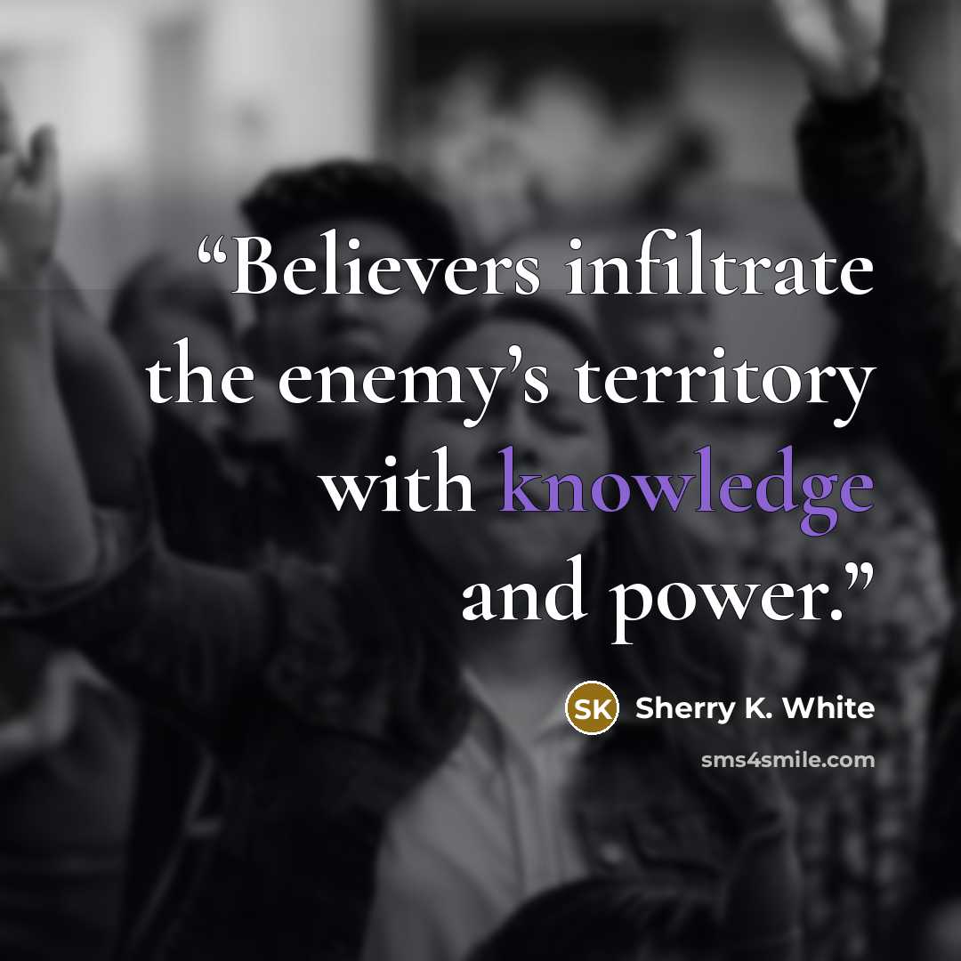 “Believers infiltrate the enemy’s territory with knowledge and power.” quote by Sherry K. White