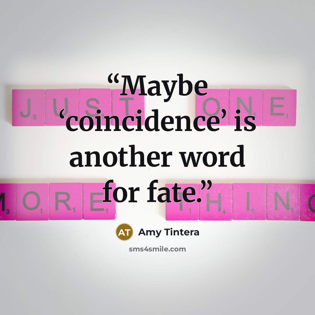 “Maybe ‘coincidence’ is another word for fate.” quote by Amy Tintera