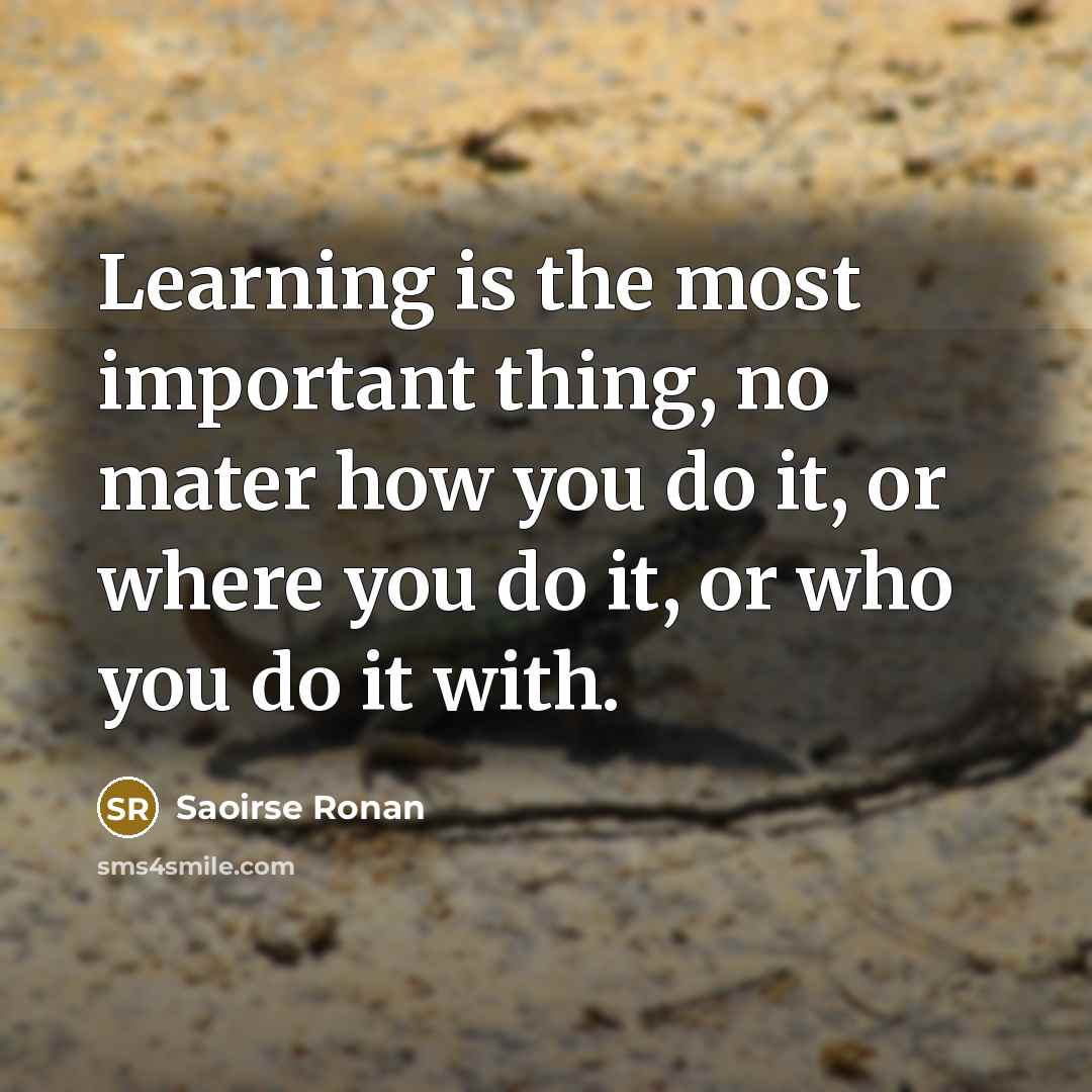 “Learning is the most important thing, no mater how you do it, or where you do it, or who you do it with.” quote by Saoirse Ronan