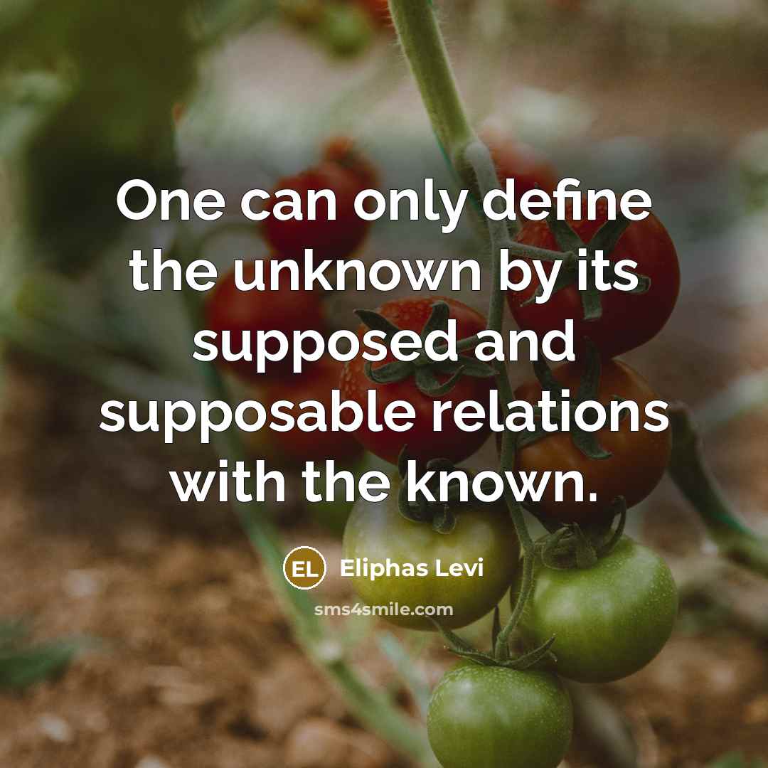 “One can only define the unknown by its supposed and supposable relations with the known.” quote by Eliphas Levi