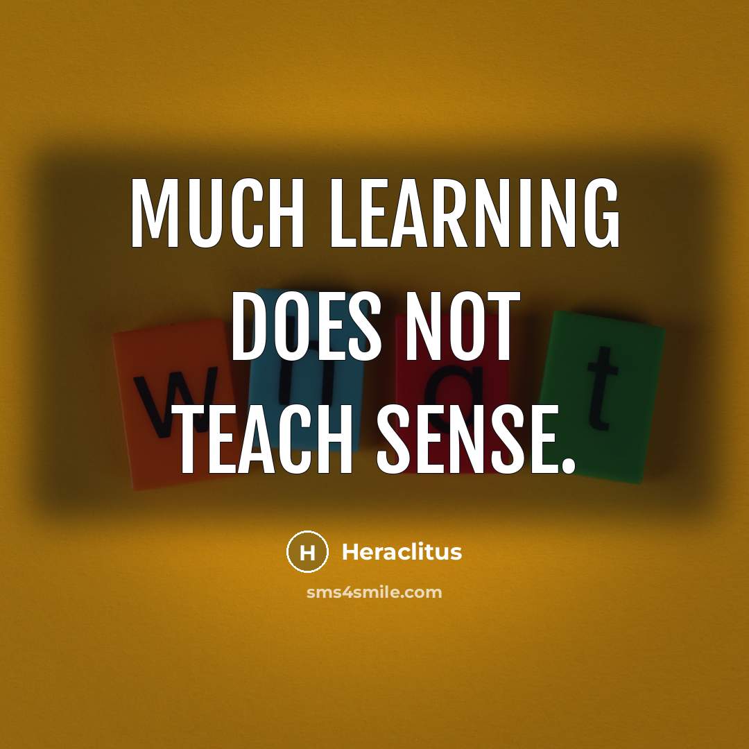 “Much learning does not teach sense.” quote by Heraclitus