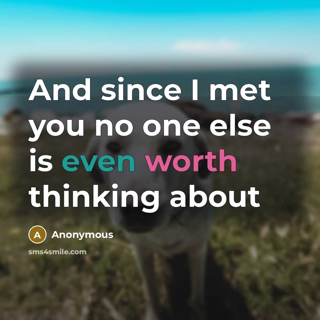 “And since I met you no one else is even worth thinking about” quote by Anonymous