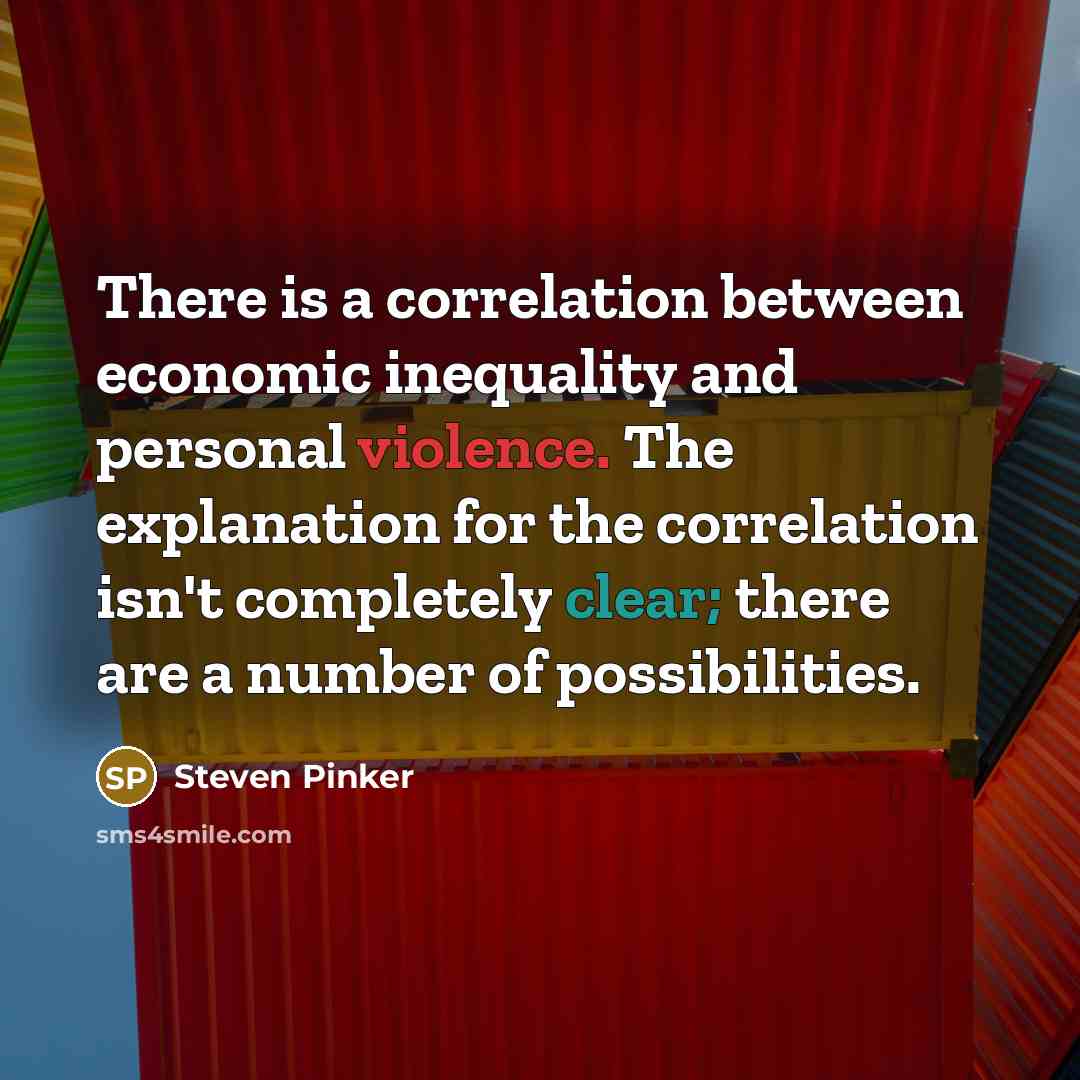 “There is a correlation between economic inequality and personal violence. The explanation for the correlation isn't completely clear; there are a number of possibilities.” quote by Steven Pinker