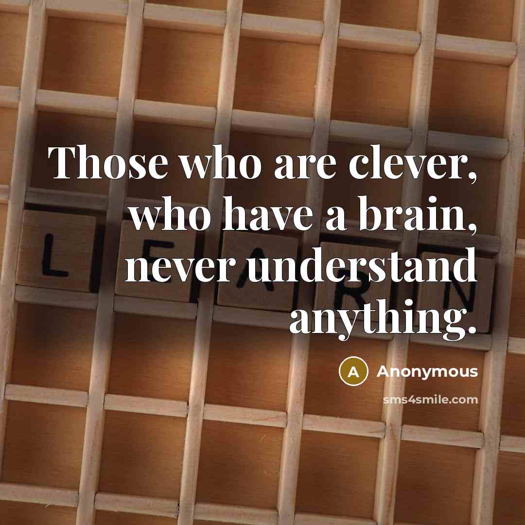 “Those who are clever, who have a brain, never understand anything.” quote by Anonymous