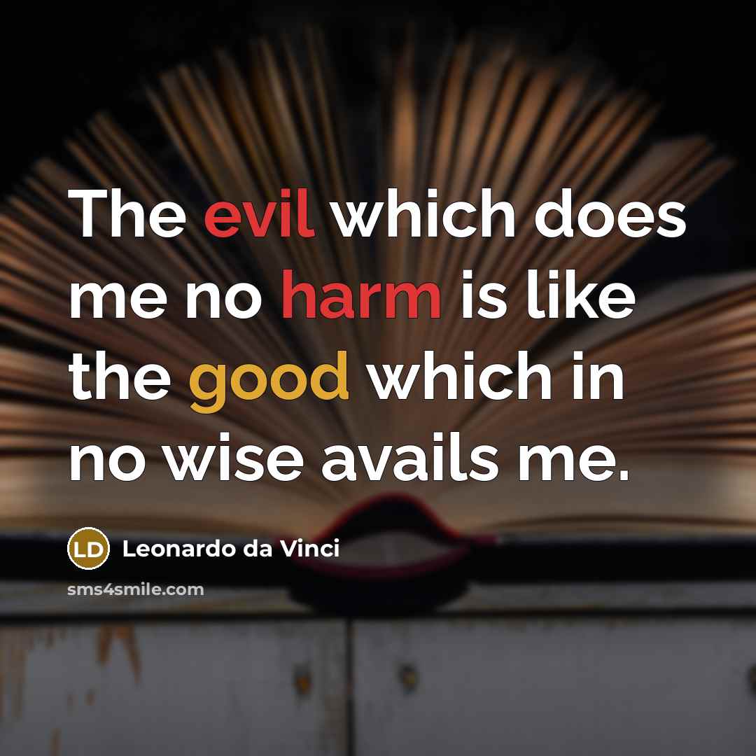 “The evil which does me no harm is like the good which in no wise avails me.” quote by Leonardo da Vinci