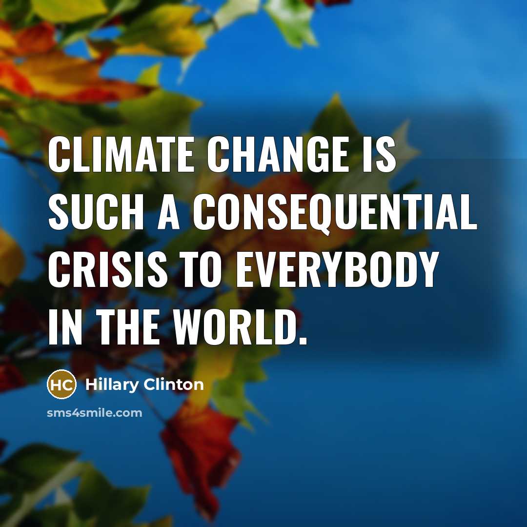 “Climate change is such a consequential crisis to everybody in the world.” quote by Hillary Clinton