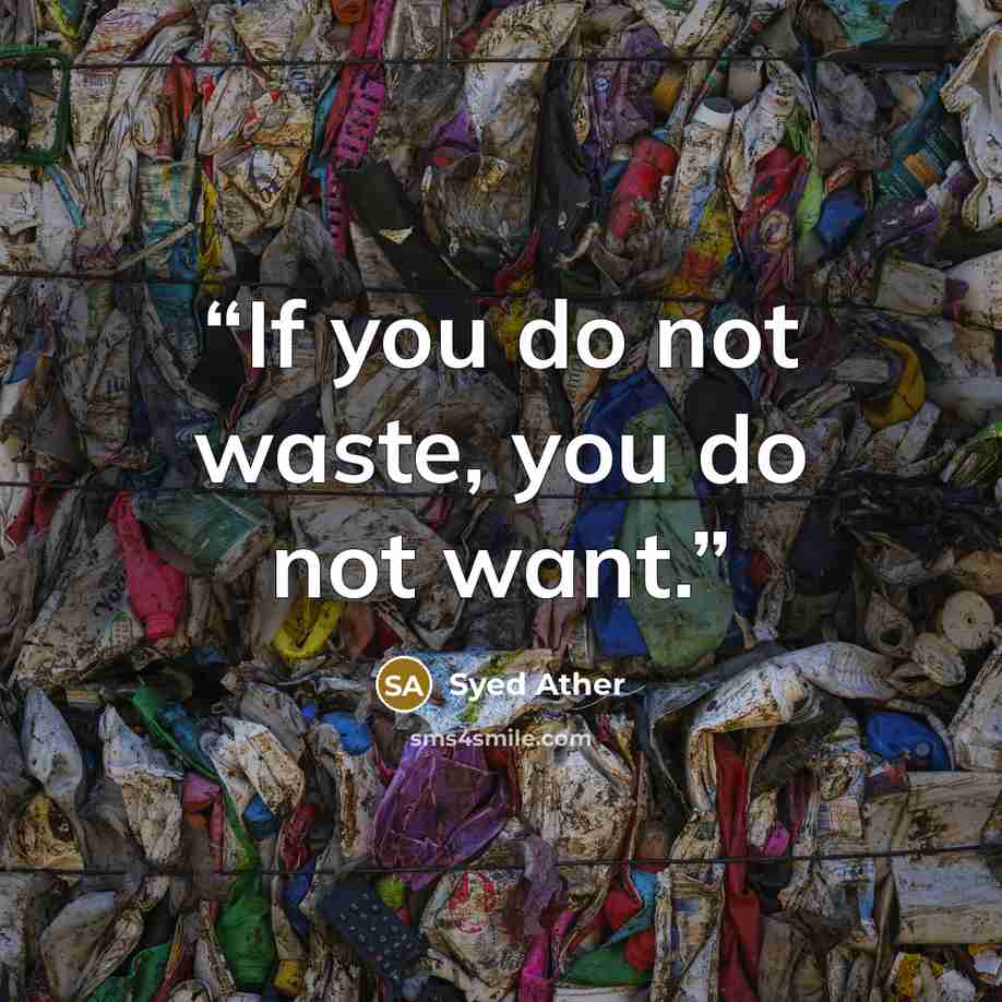 “If you do not waste, you do not want.” quote by Syed Ather