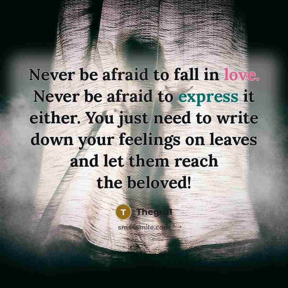 “Never be afraid to fall in love. Never be afraid to express it either. You just need to write down your feelings on leaves and let them reach the beloved!” quote by Thegr81