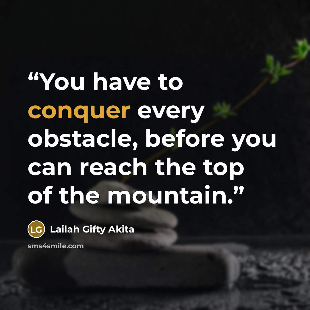 “You have to conquer every obstacle, before you can reach the top of the mountain.” quote by Lailah Gifty Akita