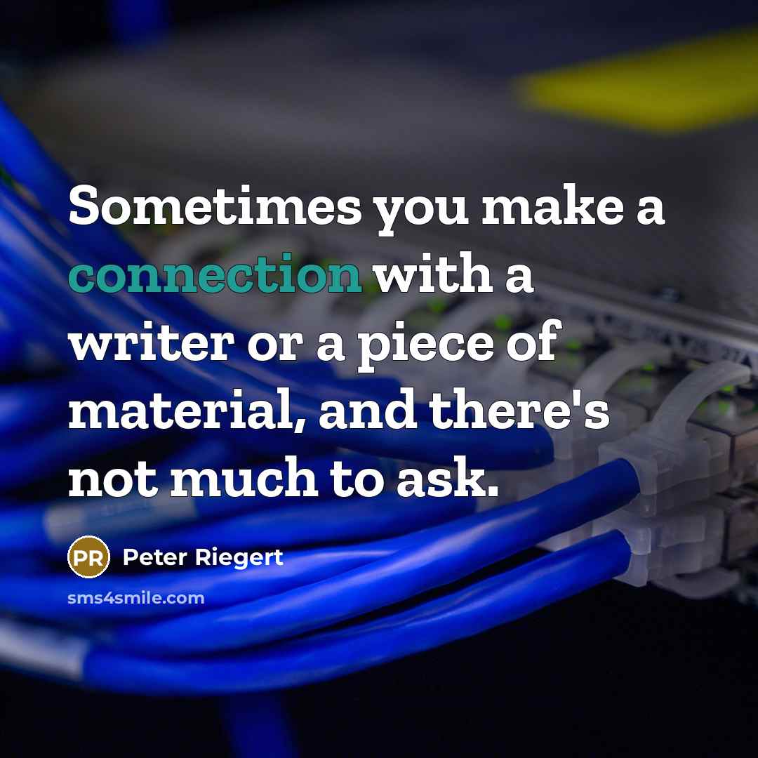 “Sometimes you make a connection with a writer or a piece of material, and there's not much to ask.” quote by Peter Riegert
