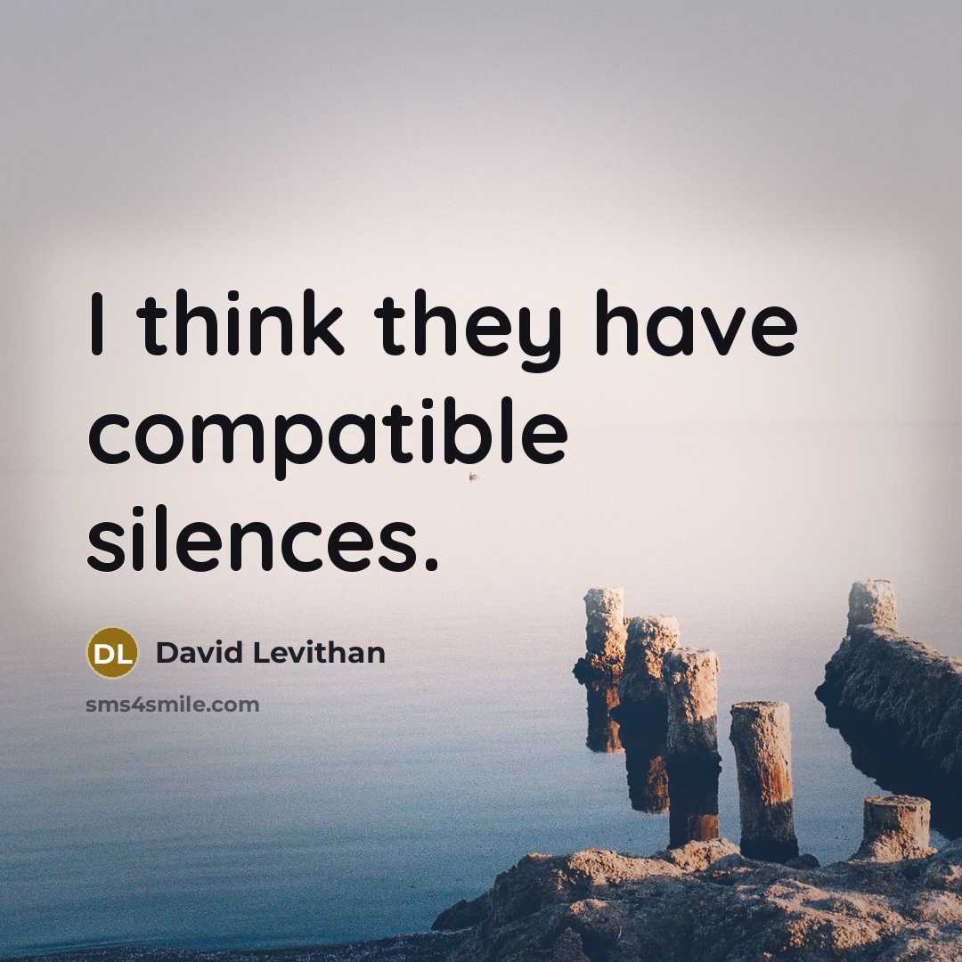“I think they have compatible silences.” quote by David Levithan