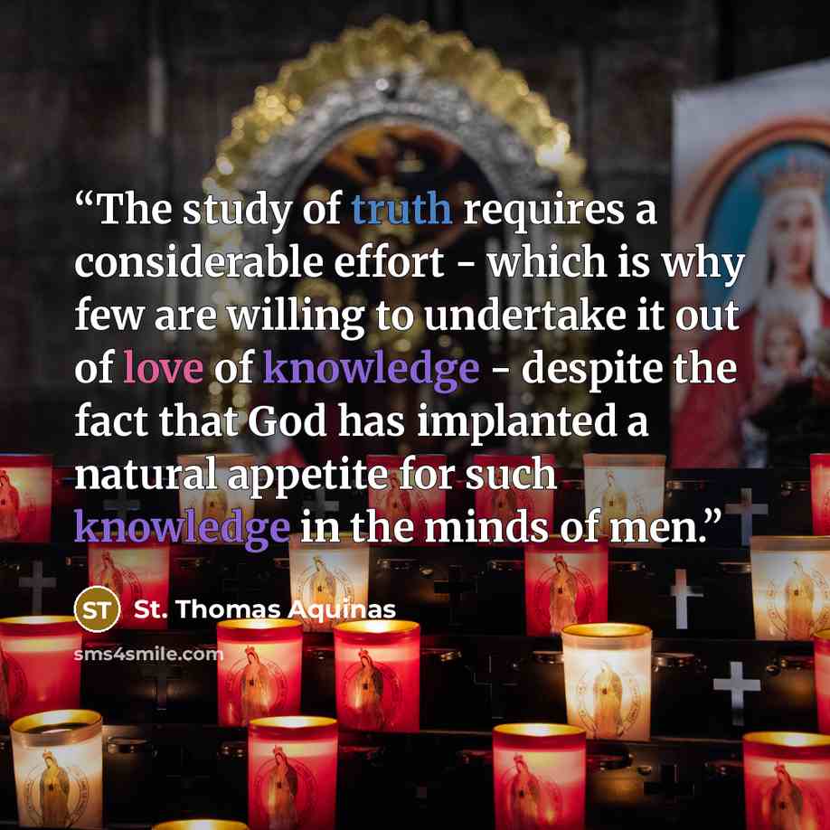 “The study of truth requires a considerable effort - which is why few are willing to undertake it out of love of knowledge - despite the fact that God has implanted a natural appetite for such knowledge in the minds of men.” quote by St. Thomas Aquinas
