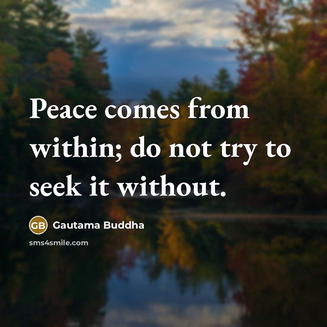 “Peace comes from within; do not try to seek it without.” quote by Gautama Buddha