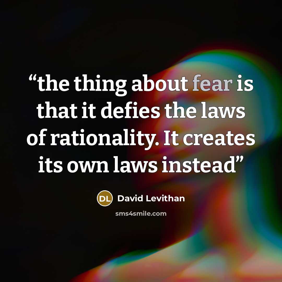 “the thing about fear is that it defies the laws of rationality. It creates its own laws instead” quote by David Levithan